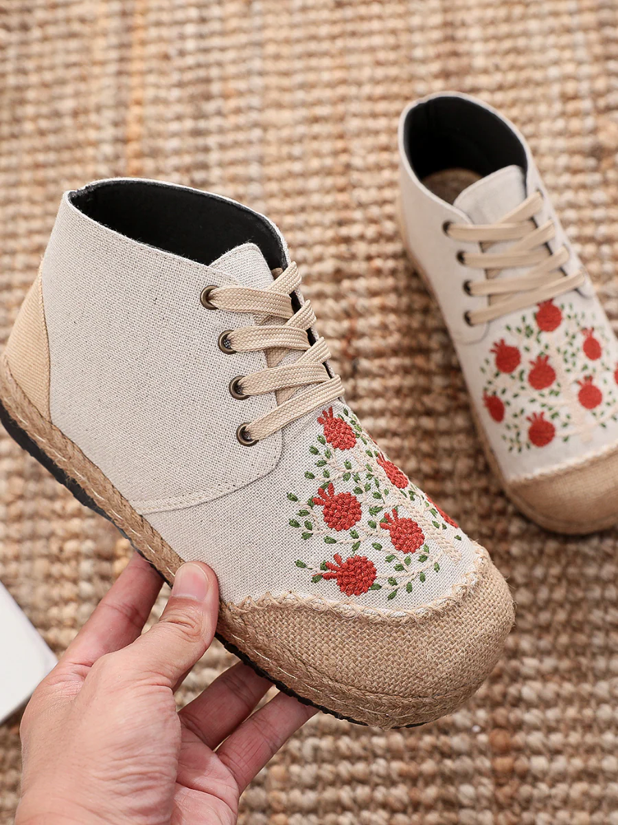 Cactus Rose | Embroidered Bayberry Tree Hi-Top Sneakers Espadrilles - Image 10