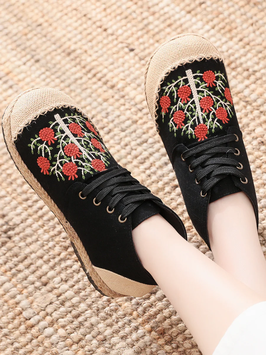 Cactus Rose | Embroidered Bayberry Tree Hi-Top Sneakers Espadrilles - Image 4