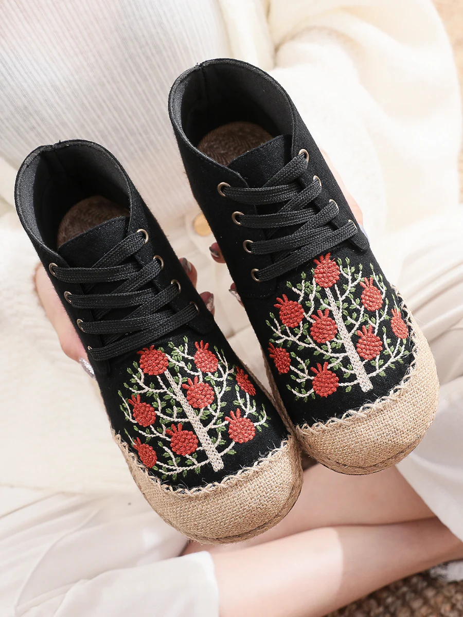 Cactus Rose | Embroidered Bayberry Tree Hi-Top Sneakers Espadrilles - Image 5