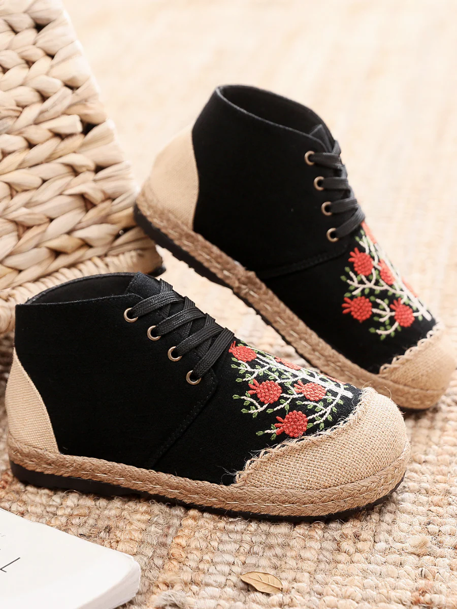 Cactus Rose | Embroidered Bayberry Tree Hi-Top Sneakers Espadrilles - Image 6