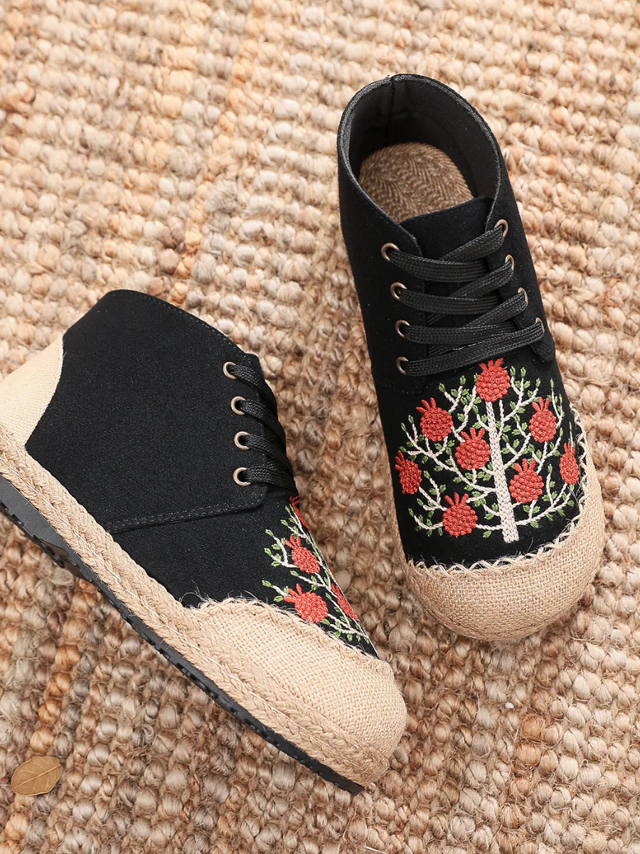 Cactus Rose | Embroidered Bayberry Tree Hi-Top Sneakers Espadrilles - Image 7