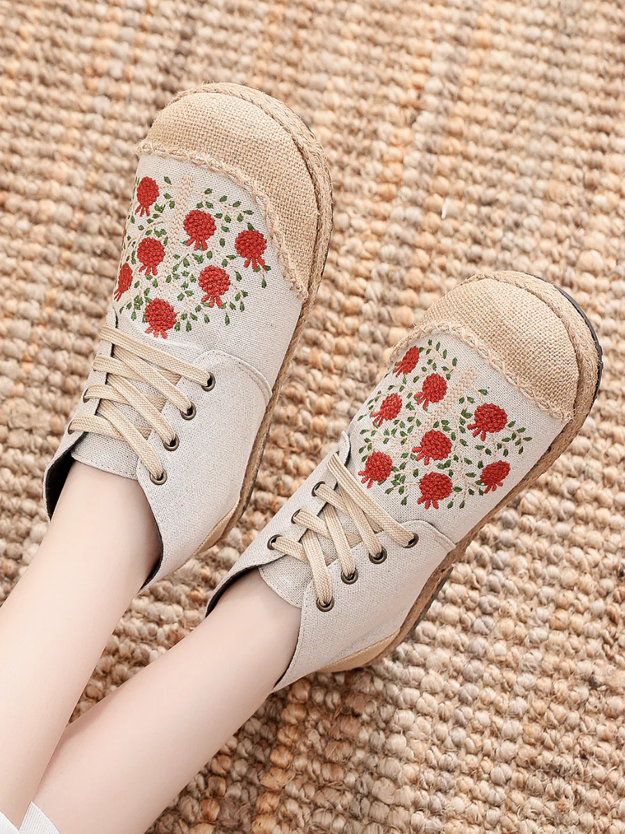 Cactus Rose | Embroidered Bayberry Tree Hi-Top Sneakers Espadrilles - Image 8