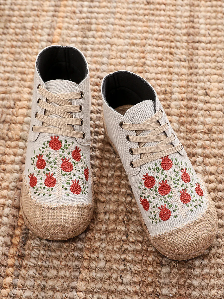 Cactus Rose | Embroidered Bayberry Tree Hi-Top Sneakers Espadrilles - Image 9