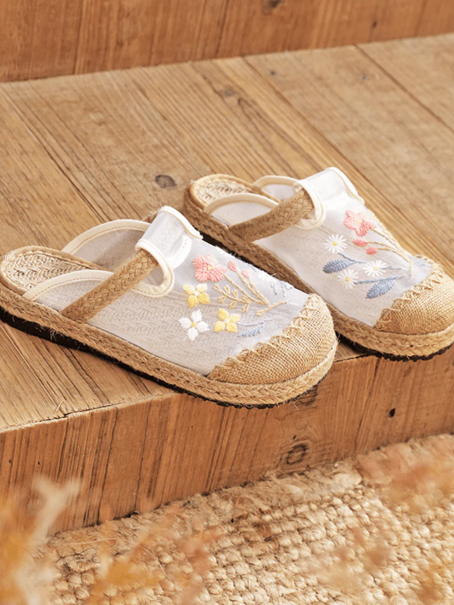 CACTUS ROSE | EMBROIDERED MESH UPPER ESPADRILLE MULE - Image 2