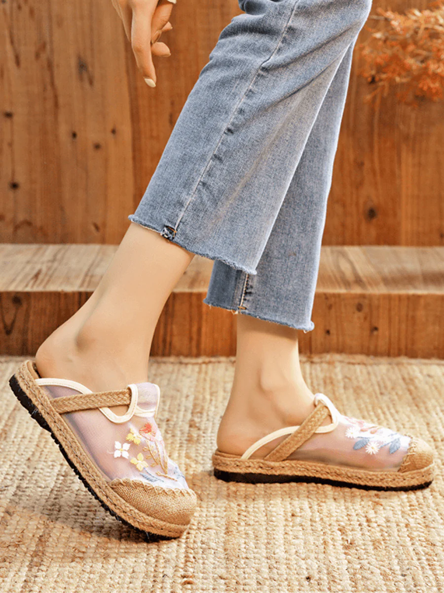 CACTUS ROSE | EMBROIDERED MESH UPPER ESPADRILLE MULE - Image 6