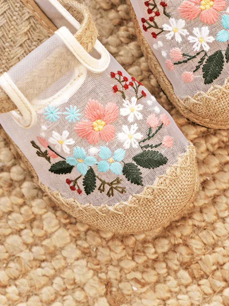 CACTUS ROSE | EMBROIDERED MESH UPPER LINEN MULE - Image 6