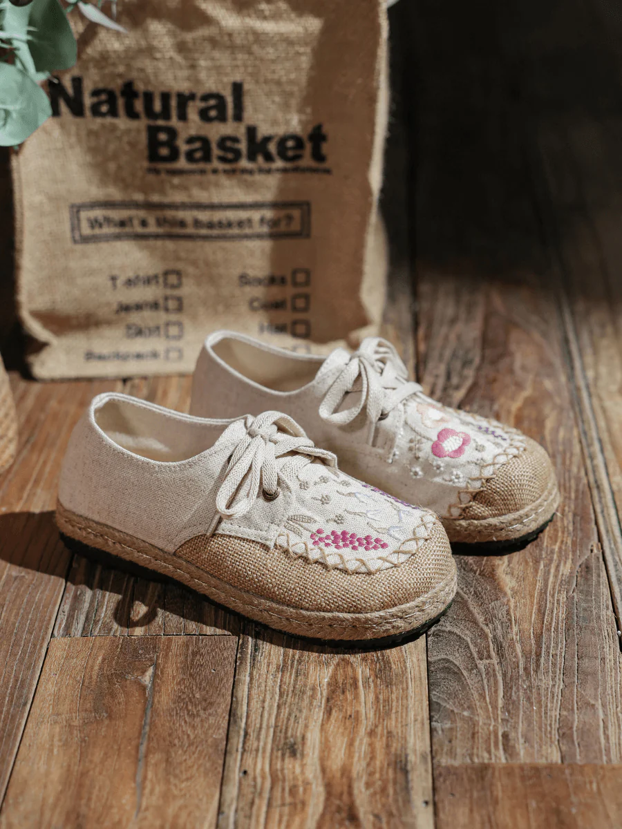 CACTUS ROSE | GARDEN EMBROIDERED LINEN ESPADRILLE SNEAKER - BEIGE - Image 8
