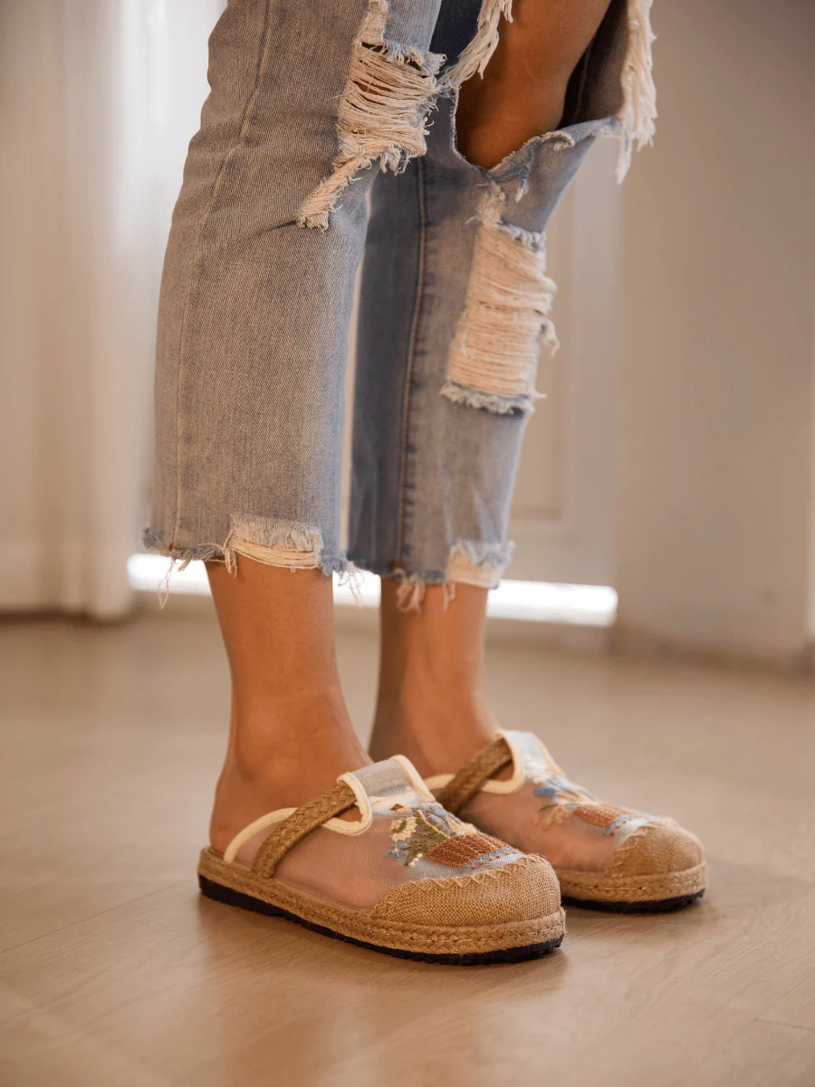 Cactus Rose | Garden Gala Embroidered Mesh Mules - Image 2
