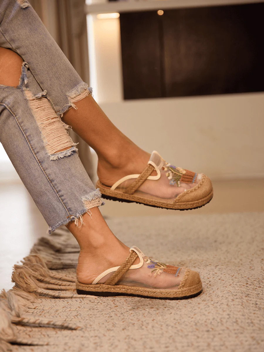 Cactus Rose | Garden Gala Embroidered Mesh Mules - Image 4