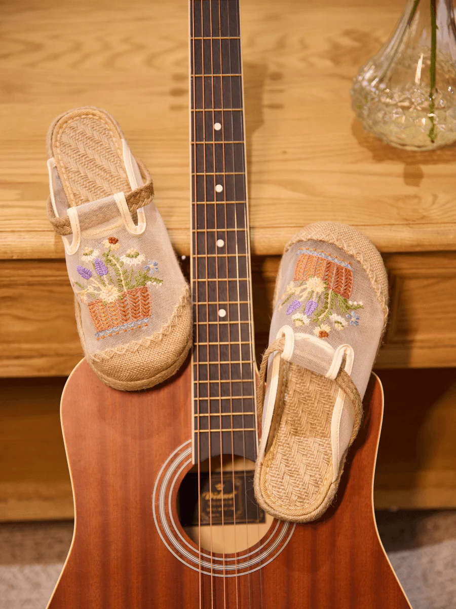 Cactus Rose | Garden Gala Embroidered Mesh Mules - Image 6