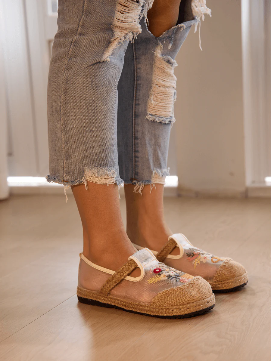 Cactus Rose | Gracelynn Floral Embroidered Mesh Loafer - Image 2