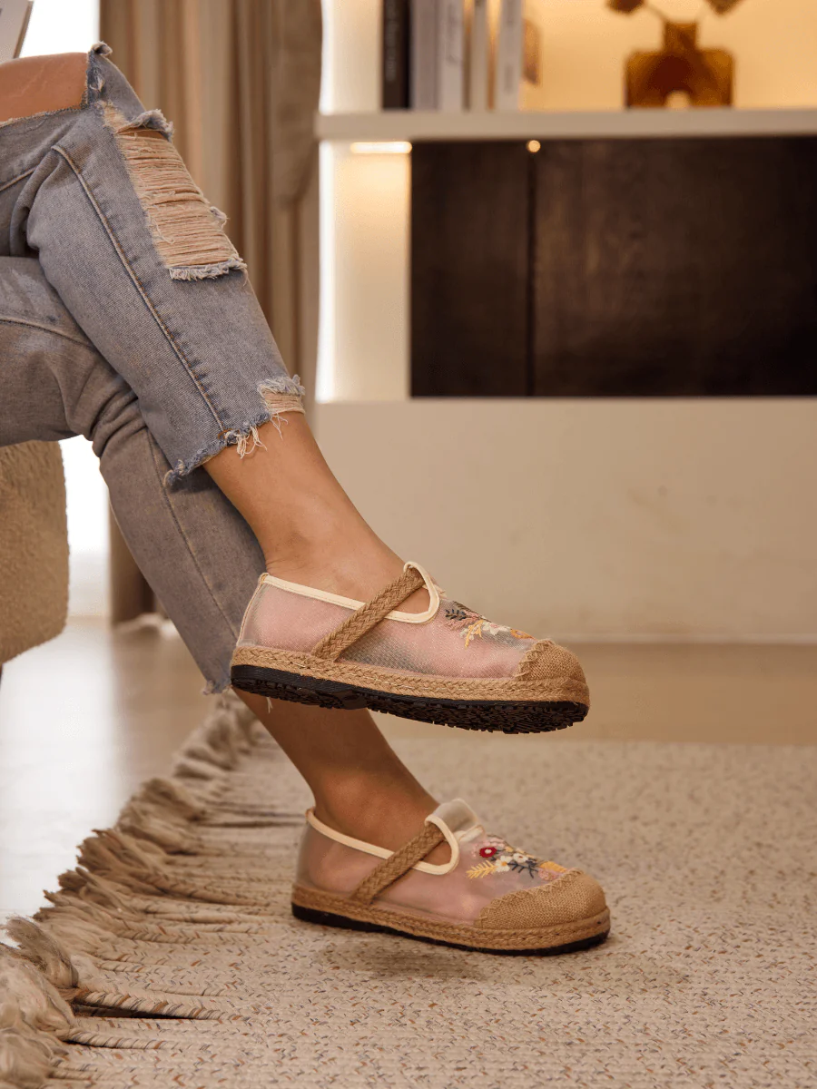 Cactus Rose | Gracelynn Floral Embroidered Mesh Loafer - Image 3