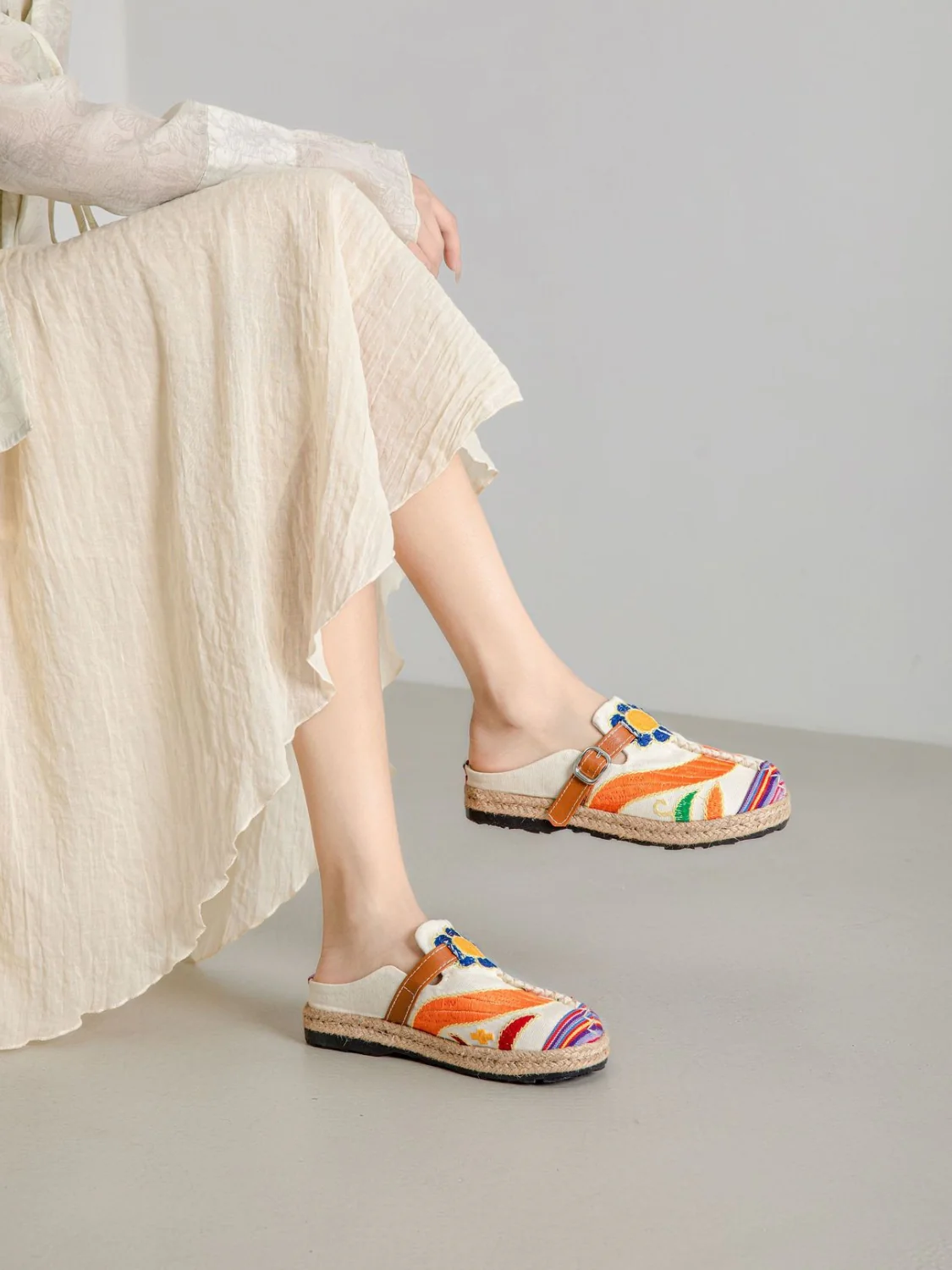 Cactus Rose | Honolulu Embroidered Linen Mules - beige - Image 6