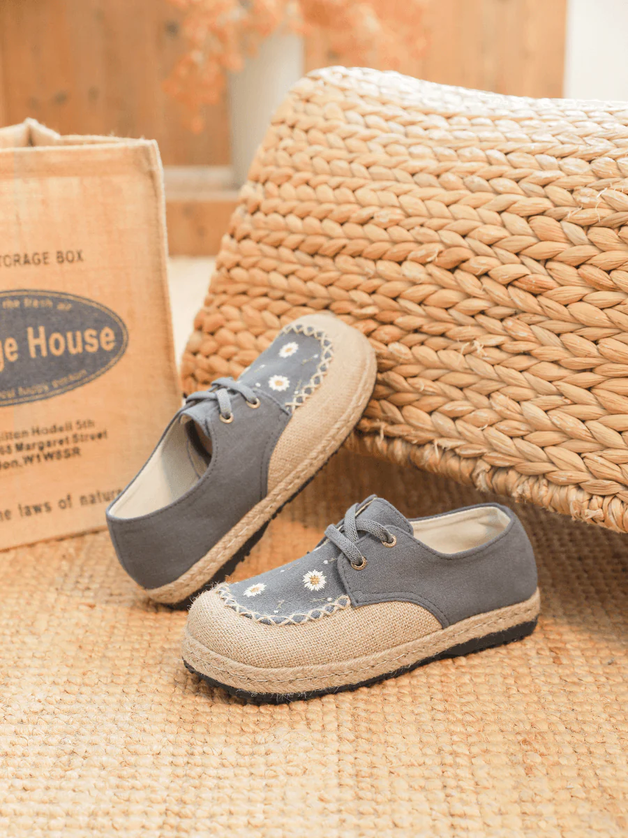 Cactus Rose | Irena Daisy Linen Espadrille - Grey - Image 2