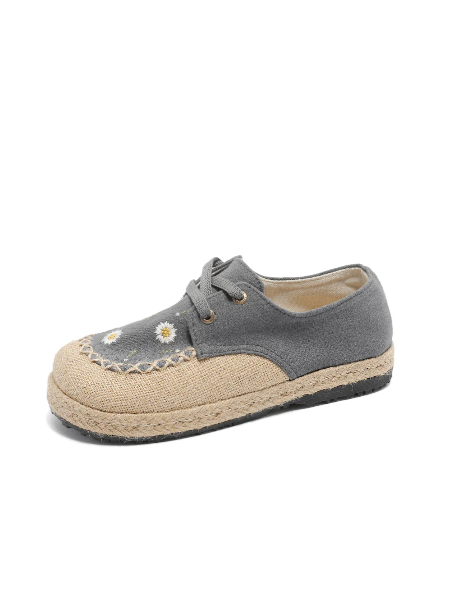 Cactus Rose | Irena Daisy Linen Espadrille - Grey - Image 5