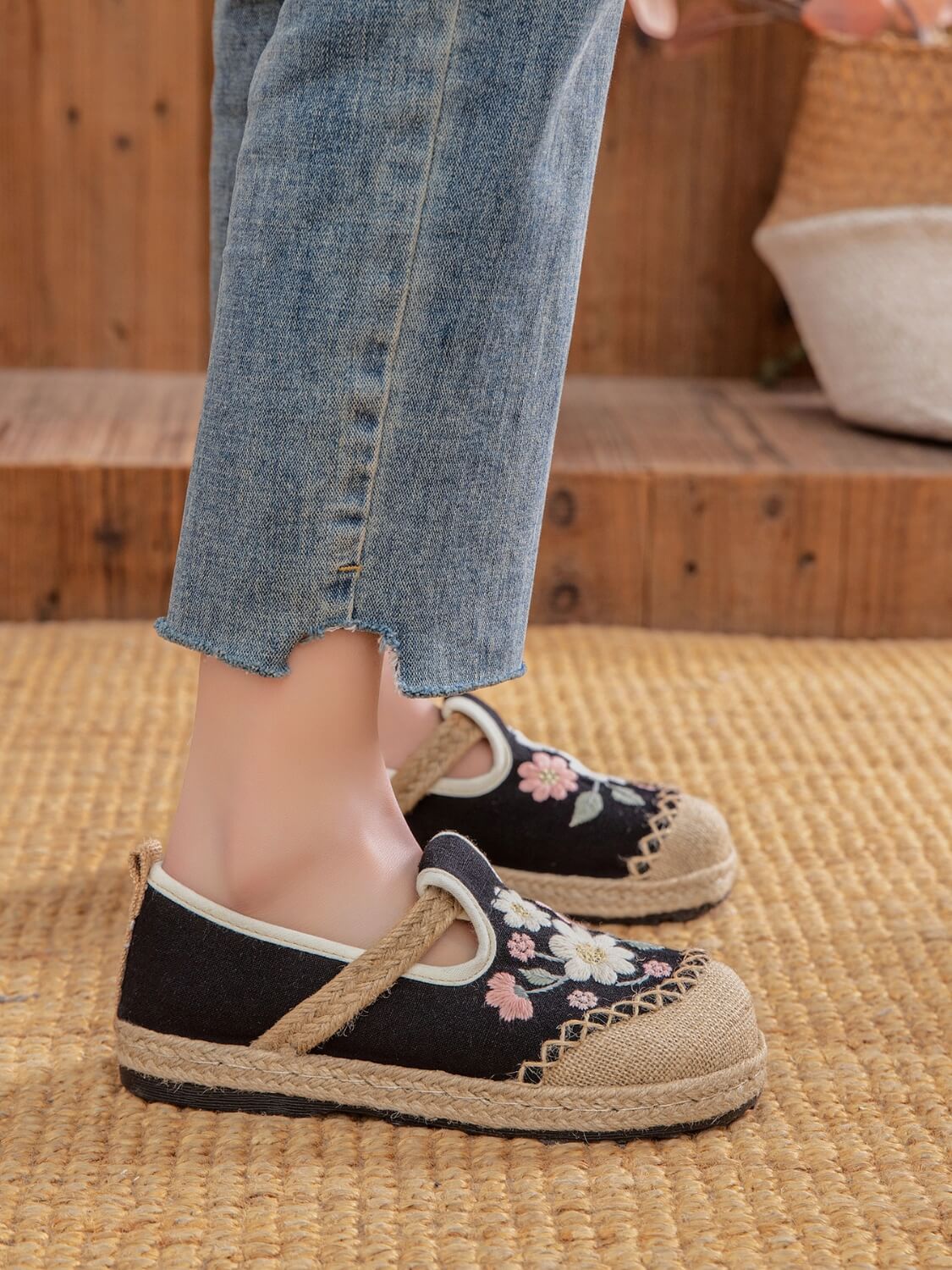 Cactus Rose | Islie Floral Linen Espadrilles - Image 10