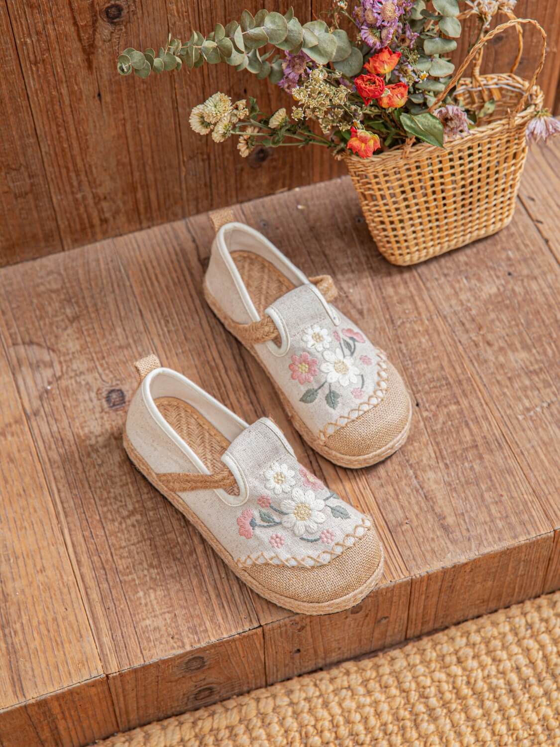 Cactus Rose | Islie Floral Linen Espadrilles - Image 2