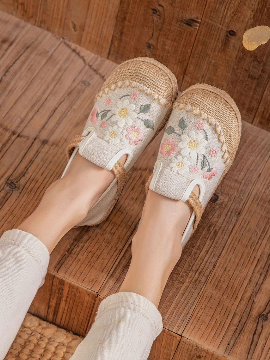 Cactus Rose | Islie Floral Linen Espadrilles - Image 5
