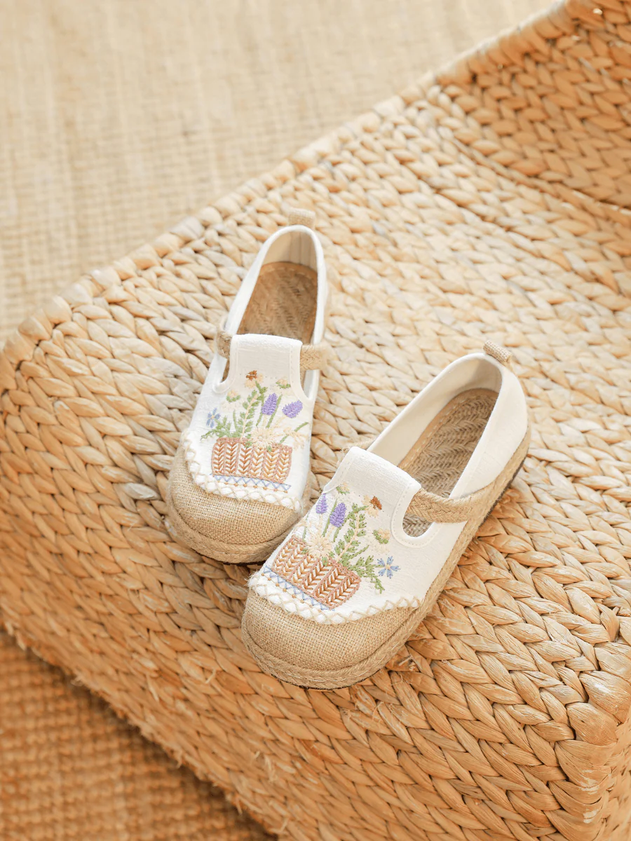 Cactus Rose | Kahului Embroidered Linen Espadrilles - Apricot - Image 3
