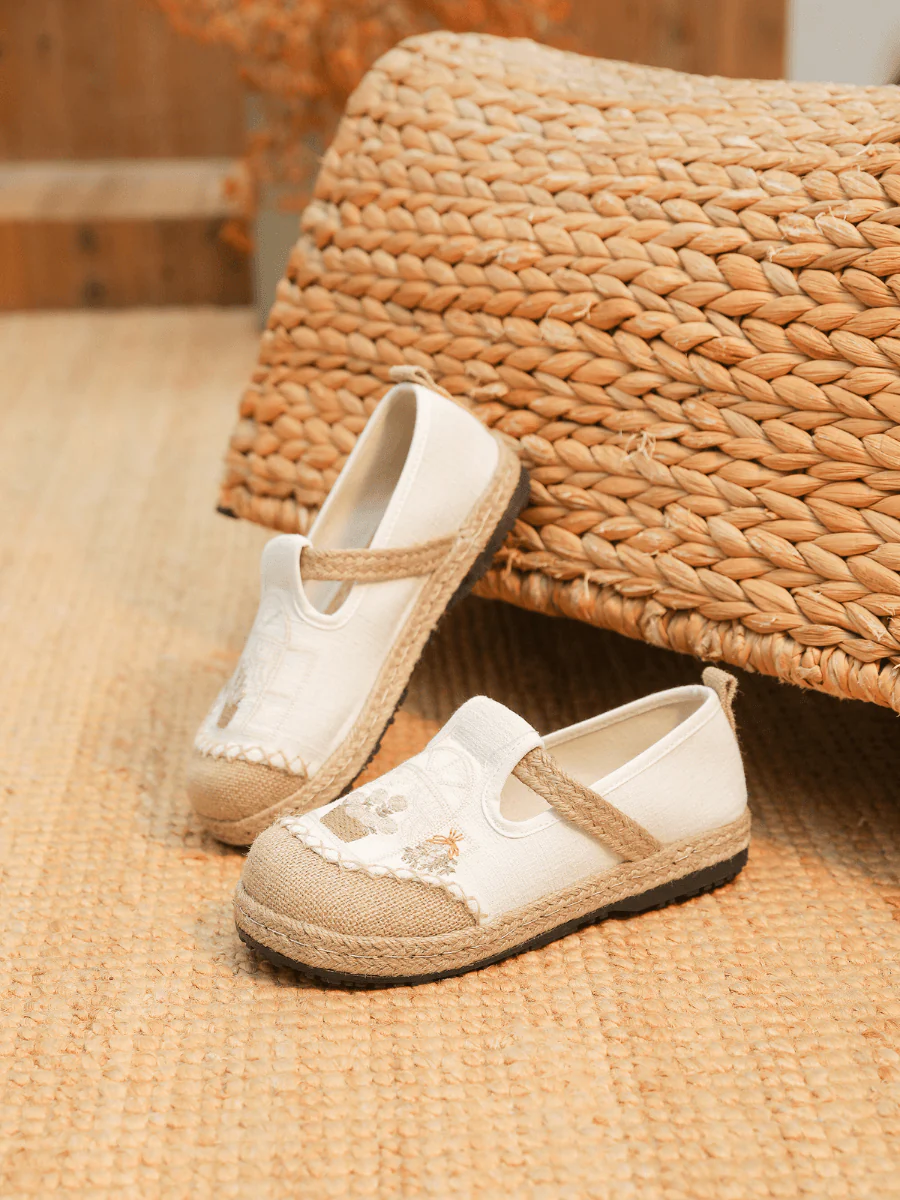 Cactus Rose | Kelilah Embroidered Linen Loafer - Apricot - Image 2