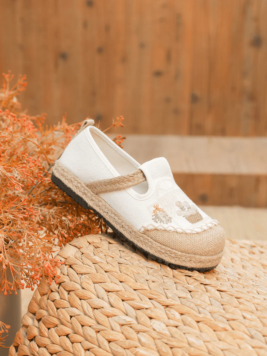 Cactus Rose | Kelilah Embroidered Linen Loafer - Apricot - Image 7