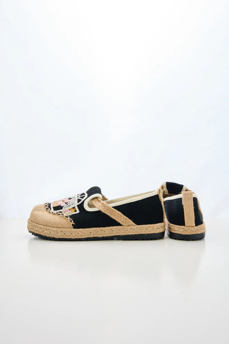 Cactus Rose | Kelilah Embroidered Linen Loafer - Black - Image 10