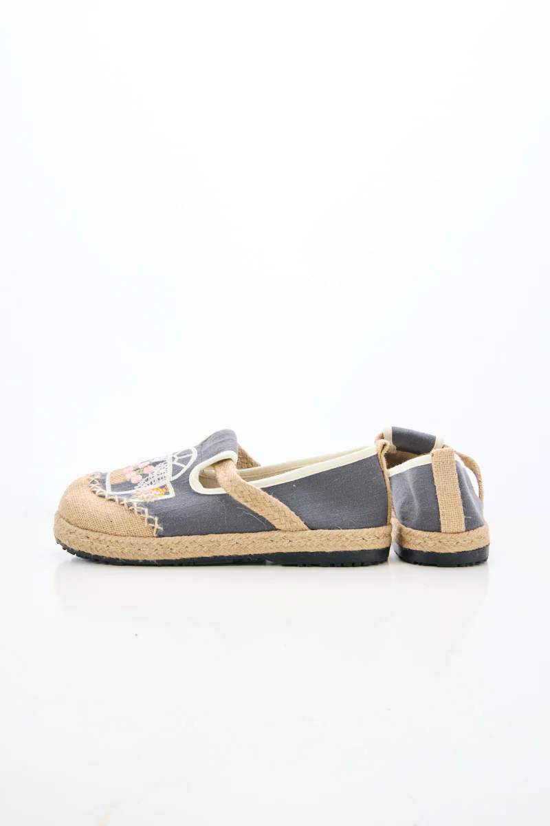Cactus Rose | Kelilah Embroidered Linen Loafer - Grey - Image 9