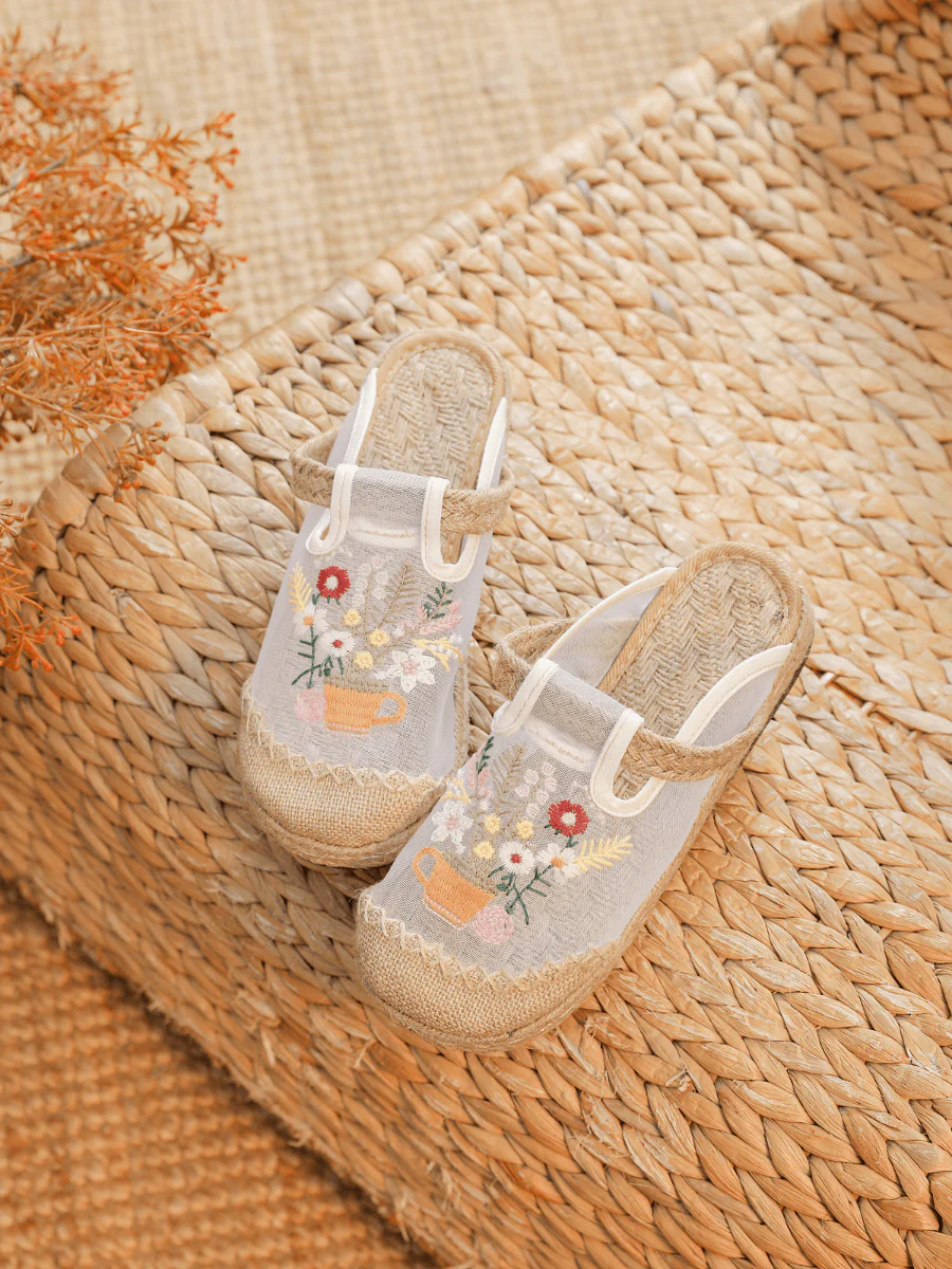 Cactus Rose | Kimora Embroidered Mesh Mules