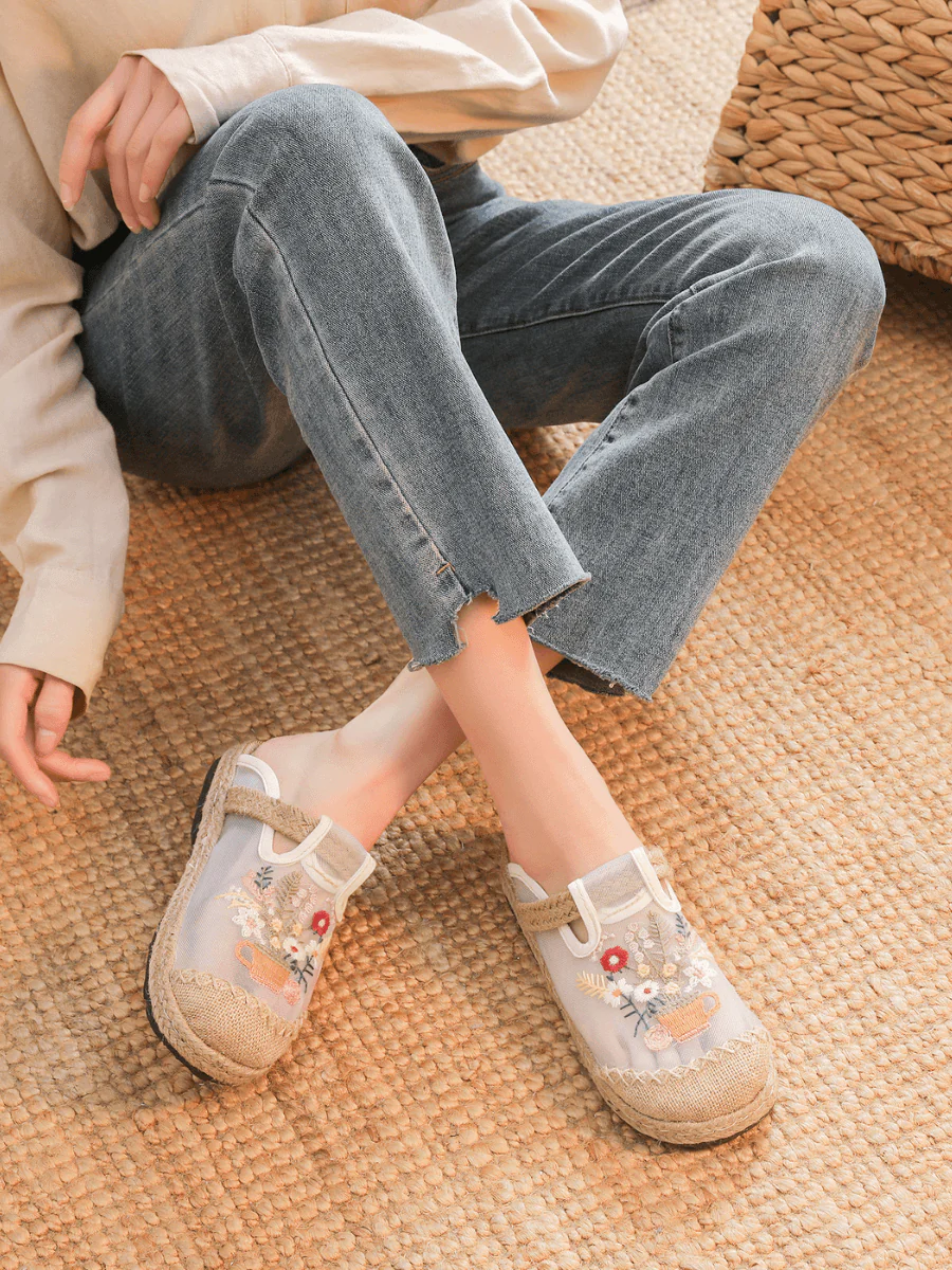 Cactus Rose | Kimora Embroidered Mesh Mules - Image 7