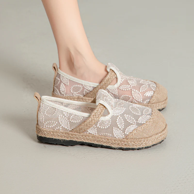 Cactus Rose | Marney Embroidered linen Mesh Espadrilles - Image 6
