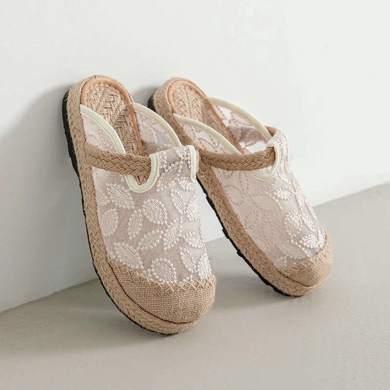 Cactus Rose | Picturesque linen Mesh Mule - Image 3