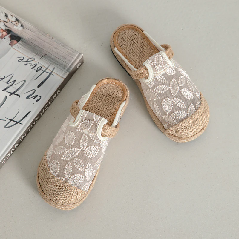 Cactus Rose | Picturesque linen Mesh Mule - Image 4