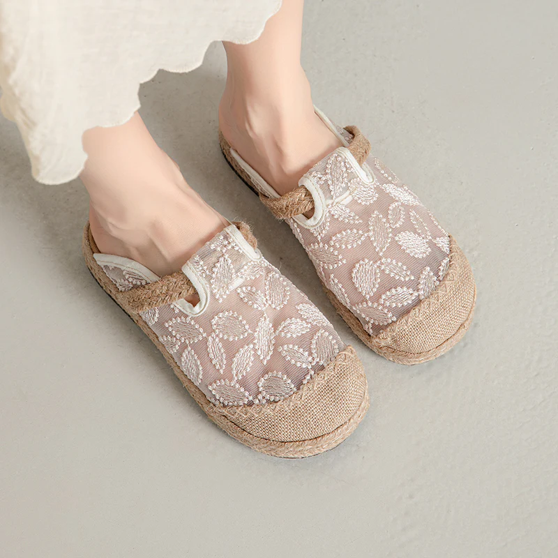 Cactus Rose | Picturesque linen Mesh Mule - Image 5