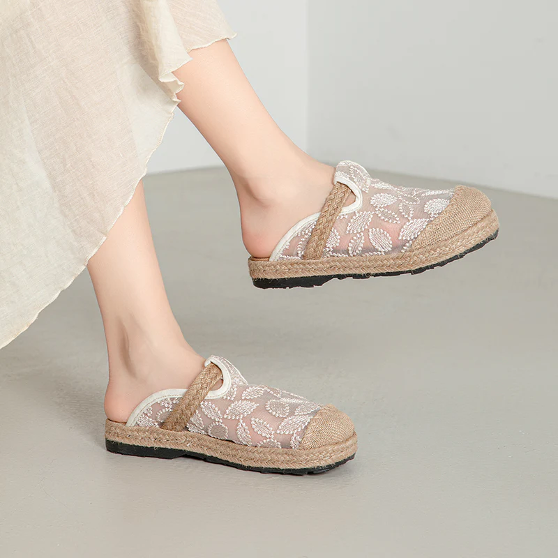 Cactus Rose | Picturesque linen Mesh Mule - Image 6