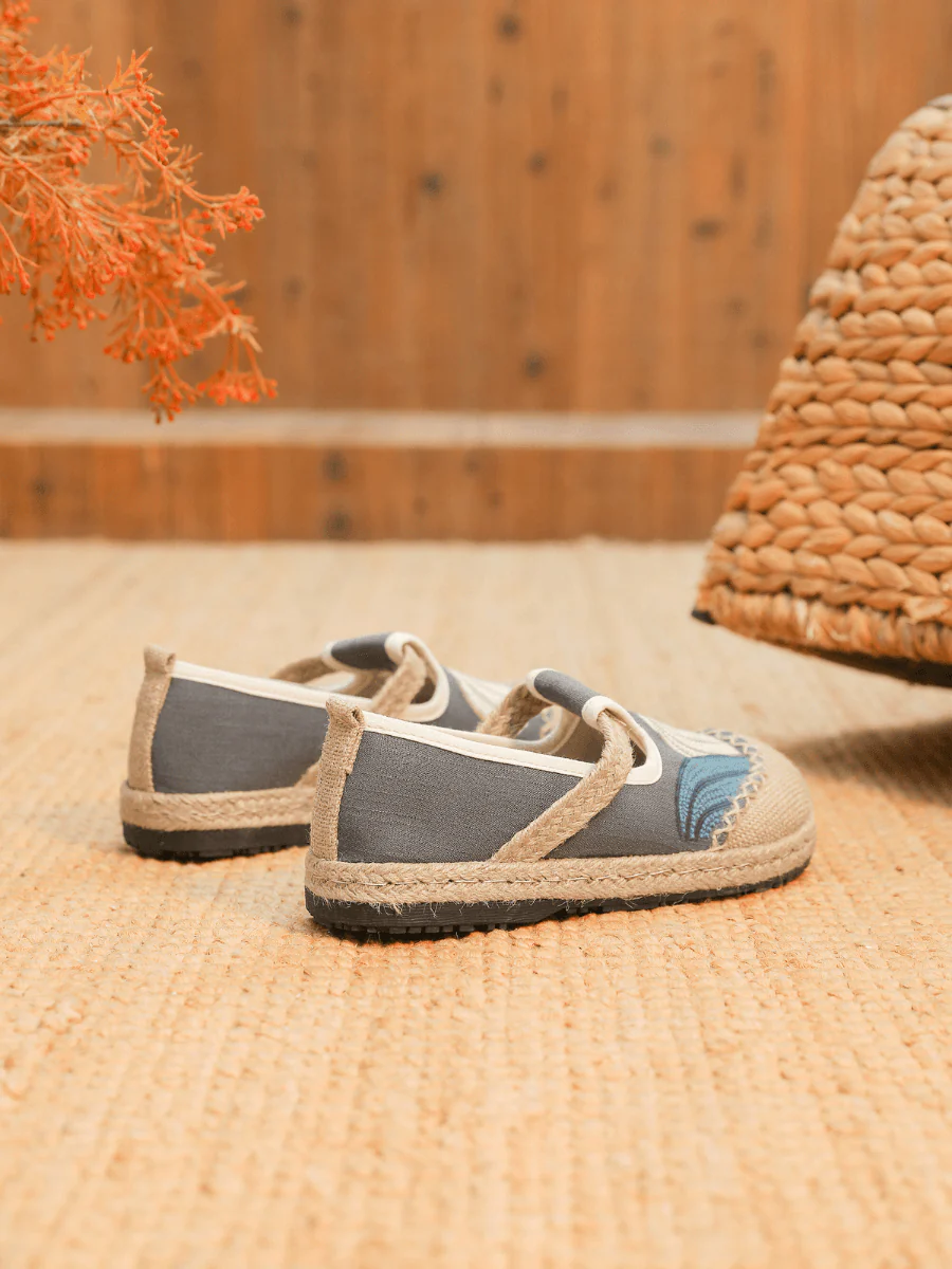 Cactus Rose | Pumpkin Kiss Embroidered Linen Loafer - Grey - Image 6