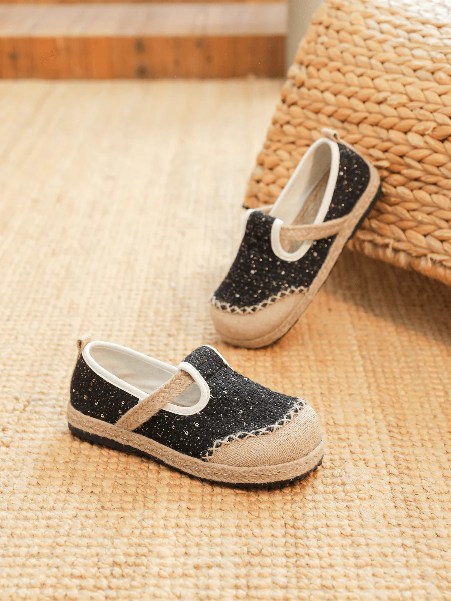 Cactus Rose | Renata Sparkle Linen Espadrilles - Black - Image 8