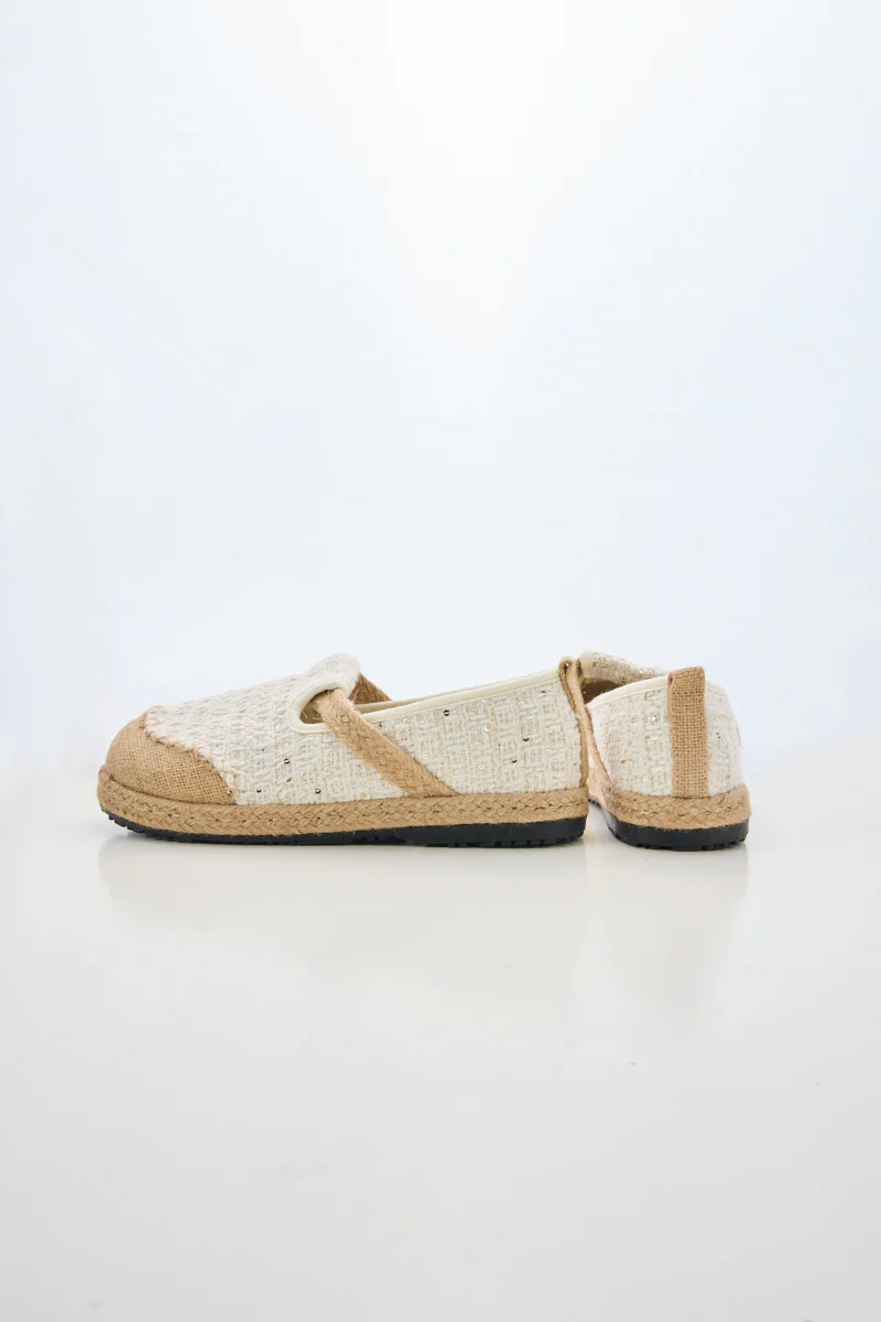 Cactus Rose | Renata Sparkle Linen Espadrilles - Cream - Image 10