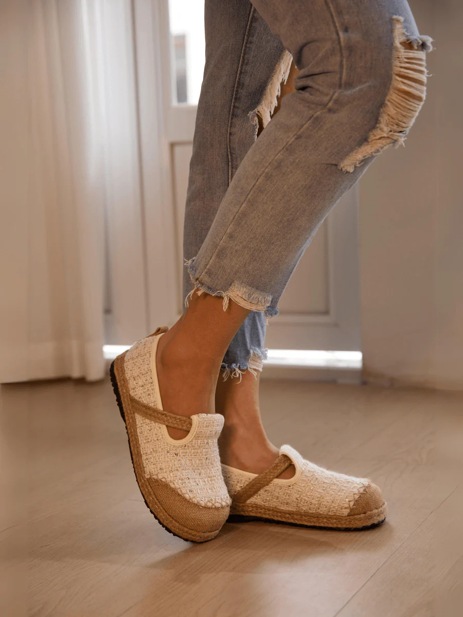 Cactus Rose | Renata Sparkle Linen Espadrilles - Cream - Image 2