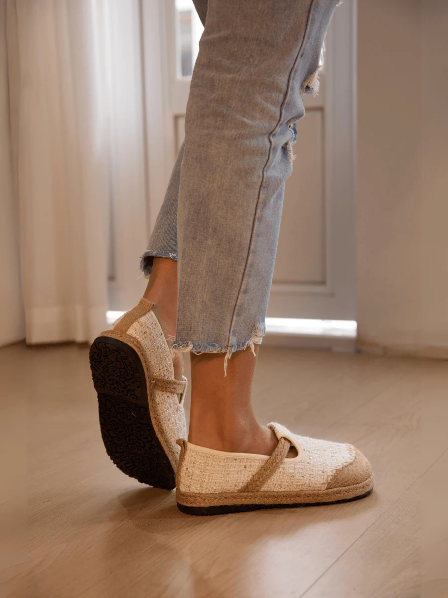 Cactus Rose | Renata Sparkle Linen Espadrilles - Cream - Image 3
