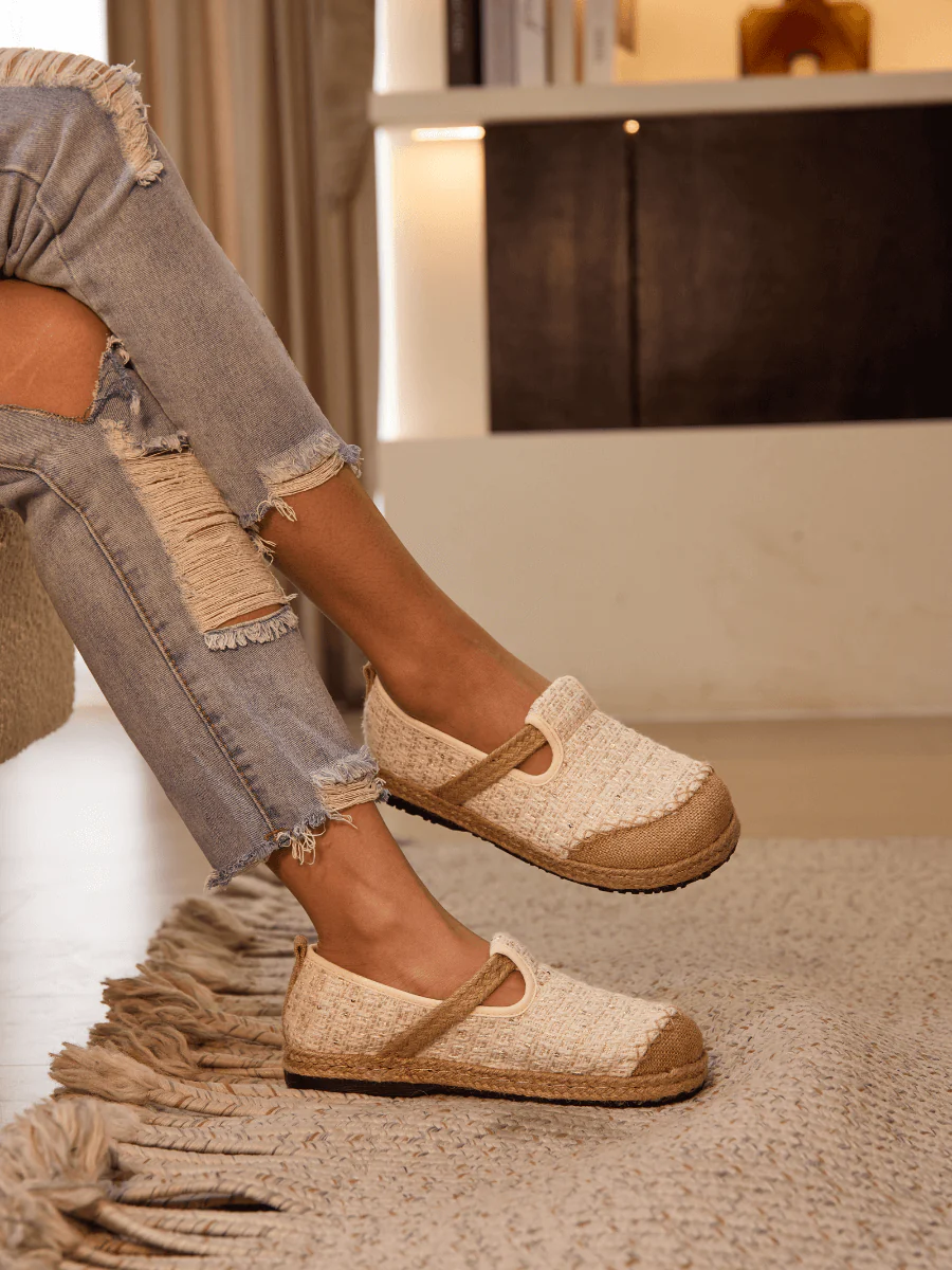 Cactus Rose | Renata Sparkle Linen Espadrilles - Cream - Image 4