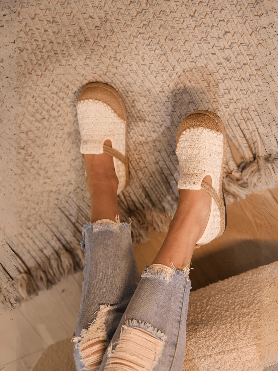 Cactus Rose | Renata Sparkle Linen Espadrilles - Cream - Image 5