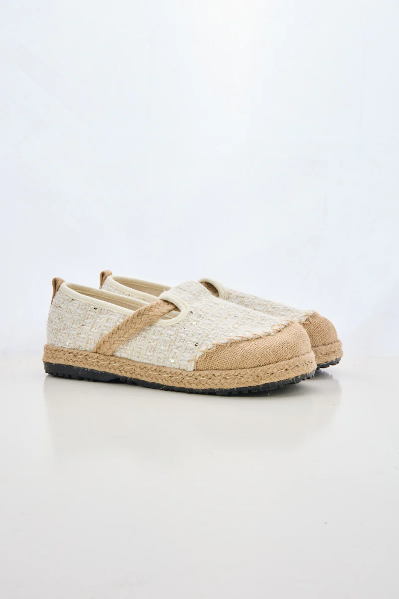 Cactus Rose | Renata Sparkle Linen Espadrilles - Cream - Image 8