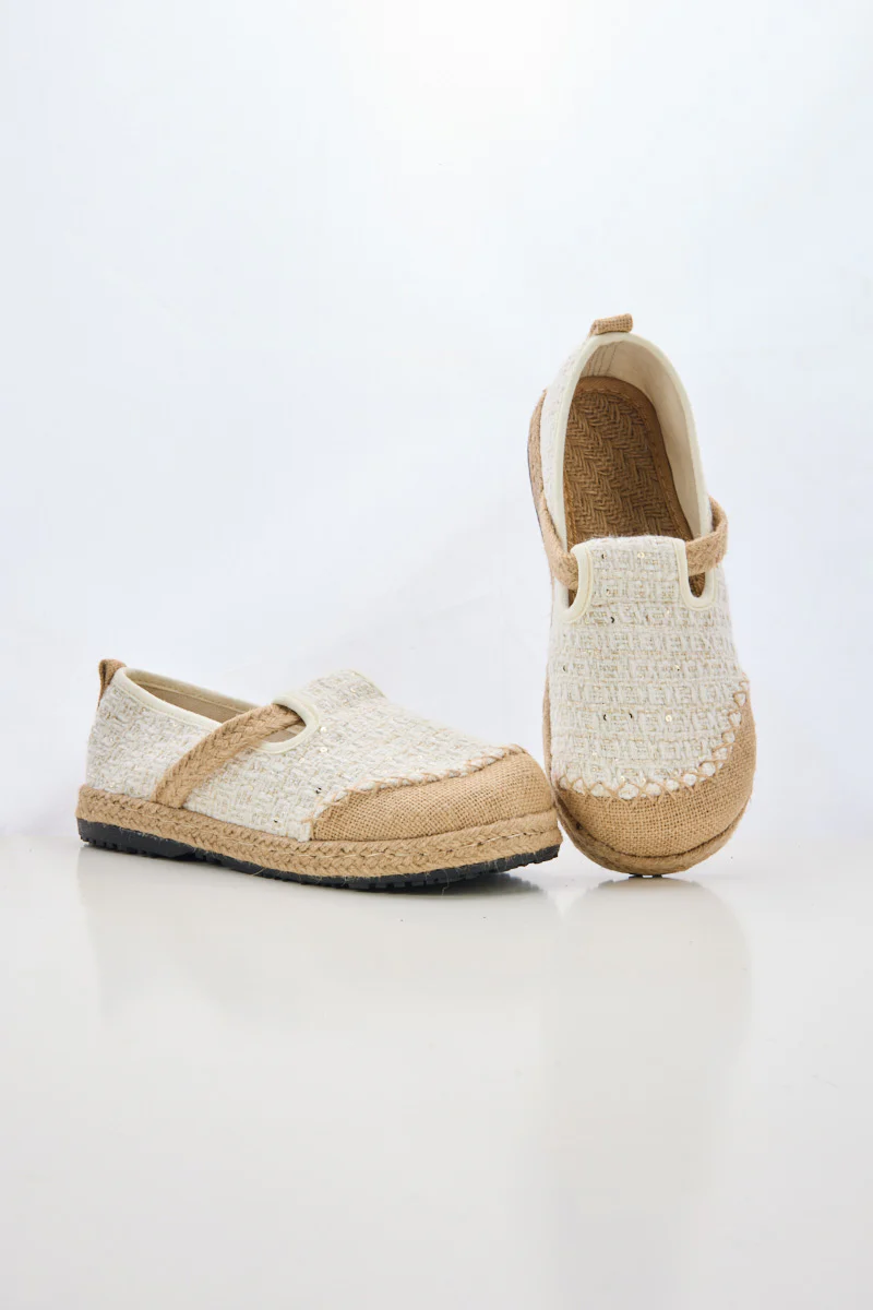 Cactus Rose | Renata Sparkle Linen Espadrilles - Cream - Image 9