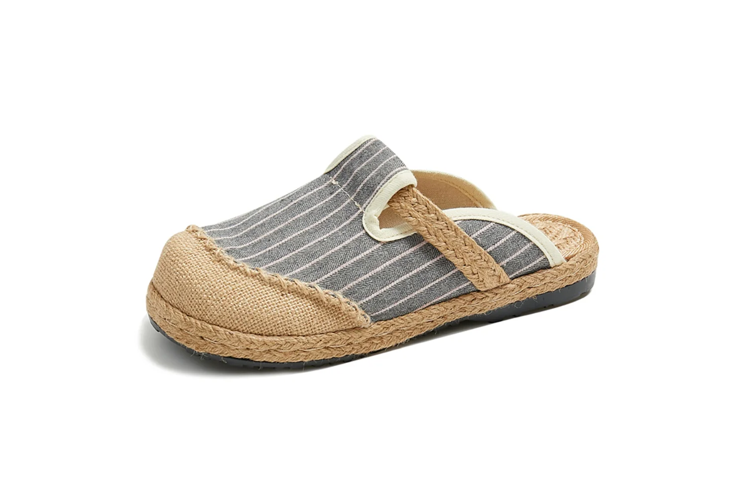 Cactus Rose |Stripe Strap-Accent Linen Mules Epadrilles - Women - Image 9