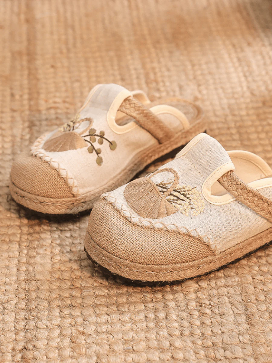 CACTUS ROSE | SUMMER PICNIC EMBROIDERED LINEN MULE - BEIGE - Image 5