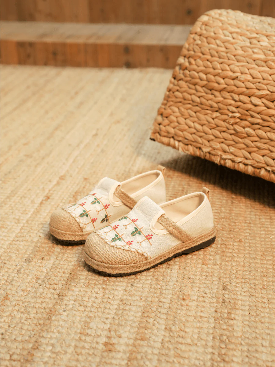 CACTUS ROSE | SWEET GARDEN EMBROIDERED LINEN ESPADRILLE - BEIGE - Image 5
