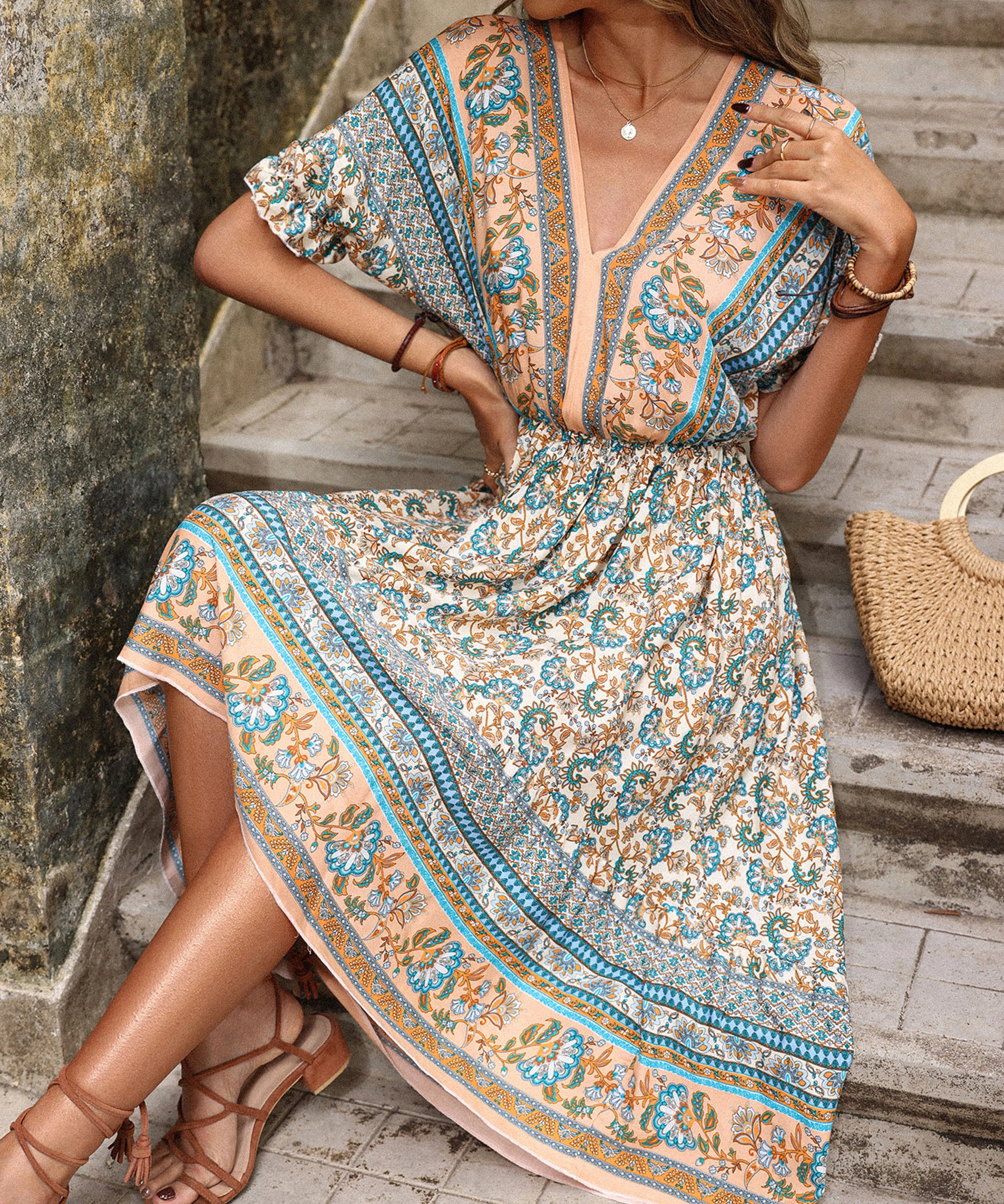 CADENA MIDI DRESS - APRICOT - Image 2