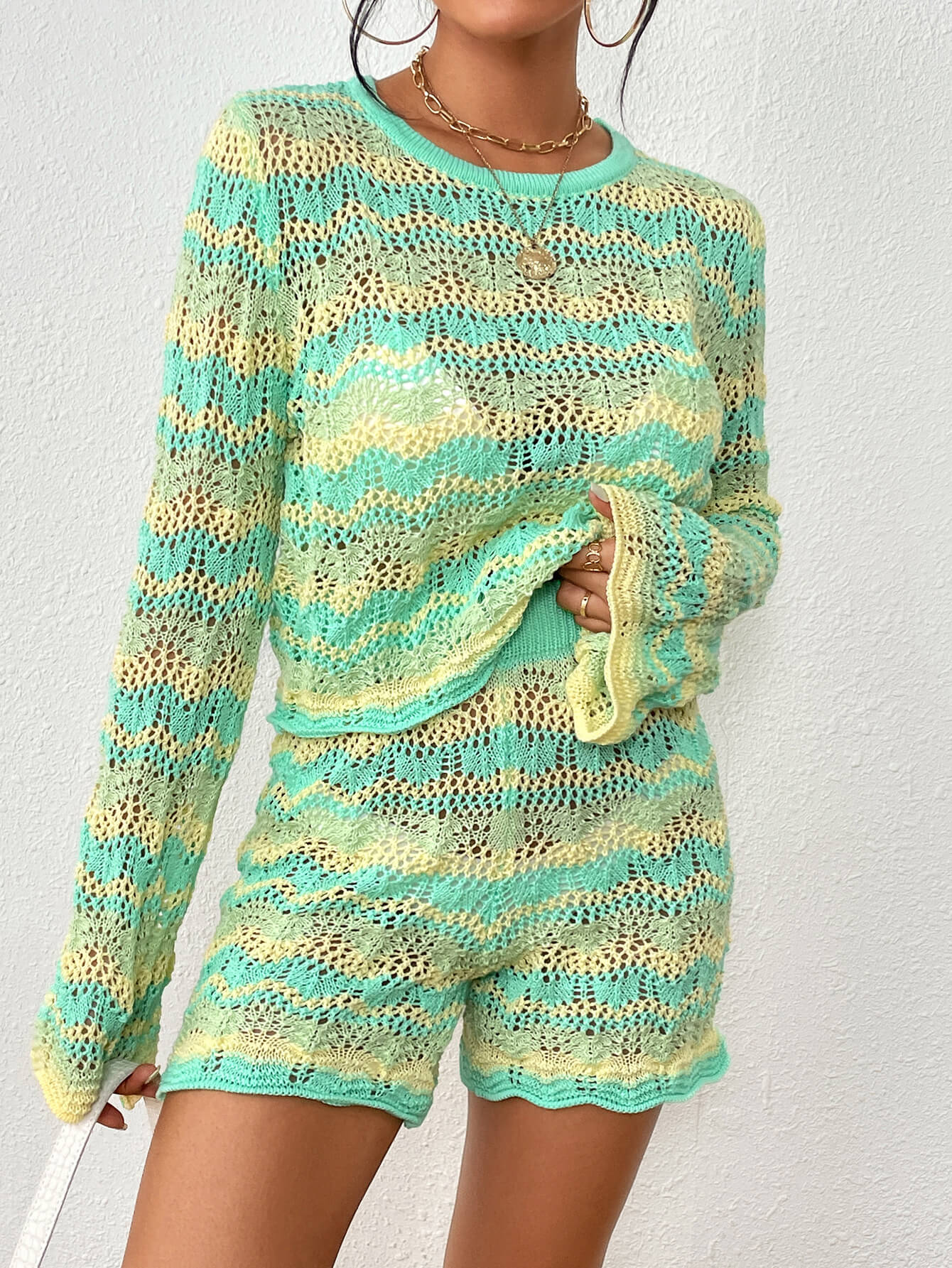 Cali Knit Crochet Matching Set - Green - Image 2