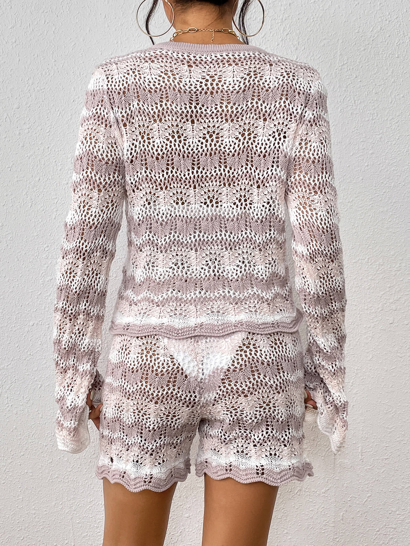 Cali Knit Crochet Matching Set - Grey - Image 4