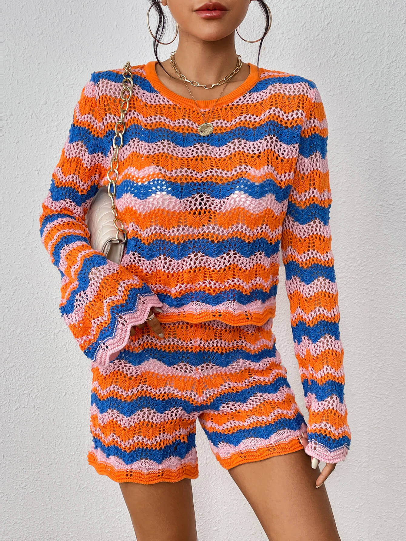 Cali Knit Crochet Matching Set - Orange - Image 4